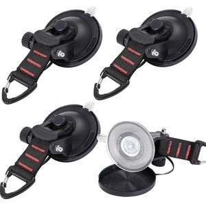 Zuignaphaken, verbeterde auto-campingaccessoires, zuignap, extra sterk, zuignapanker, 4 stuks, camperaccessoires, met veiligheidshaak (rode lijn)