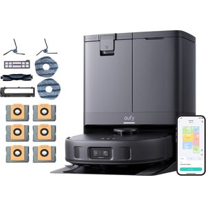 eufy Clean X10 Pro Omni robotstofzuiger met dweil en Vervangingssets- Robot Vacuum 8000 Pa zuigkracht, tapijt detectie AI-obstakel vermijding, wast en droogt de dweil, automatisch legen en vullen
