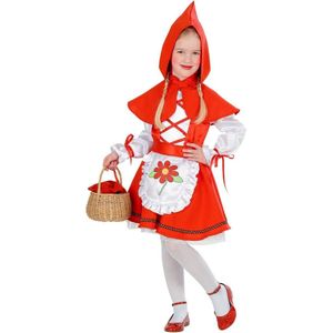 Widmann - Roodkapje Kostuum - Beroemd Sprookje Roodkapje - Meisje - Rood - Maat 98 - Carnavalskleding - Verkleedkleding