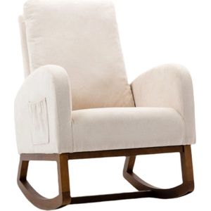 Schommelstoel – Relaxstoel – Fauteuil – Loungestoel – Schommelstoel Babykamer – Massief Rubberwood – Ergonomisch Ontwerp