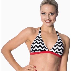 Banned - BLACK COFFEE Bikinitop - S - Zwart/Wit