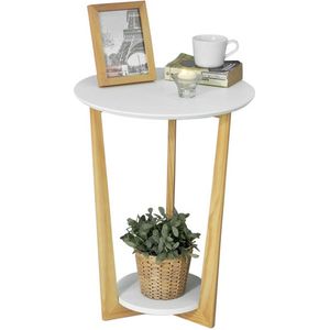 Rootz Elegante bijzettafel - balkontafel - salontafel - MDF en grenenhout - dubbele opbergplanken - krasbestendig - 60 cm x 45 cm/25 cm