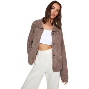 Trendyol Nertsen Vest Met Wijde Pasvorm, Polohals En Boucle-Tricot Twoaw24Hi00177