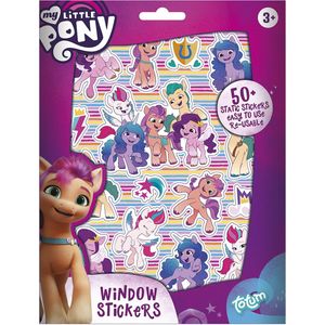 Totum My Little Pony raamstickers 50 verplaatsbare stickers - niet permanent incl. speelachtergrond