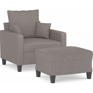 vidaXL - Fauteuil - met - voetenbank - 60 - cm - stof - taupe