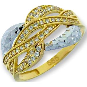 Gouden Bicolor Damesring Fantasie Zirkonia 14 karaats