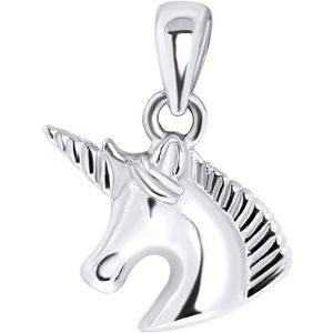 Lucardi Dames Zilveren hanger unicorn - Hanger - 925 Zilver - Zilverkleurig