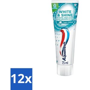 12 x Aquafresh White & Shine - Whitening Tandpasta - 75 ml - Tandpasta - Whitening - Glans - Vlekken - Tanden Bleken