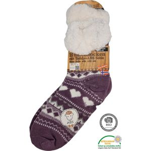 Antonio Huissokken - Huissokken Hartjes - Paars Wit - Dames - Antislip ABS - One Size (35-42) - Hüttensocken - Warme Sokken - Warme Huissok