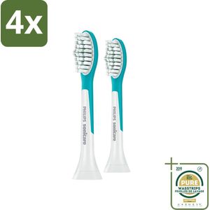 Philips Sonicare - Opzetborstels - For Kids Standard - Voor Kinderen - 2 opzetborstels - HX6042/33 - Voordeelverpakking - 4 stuks - Tandenpoetsen - Kinder tandenborstel