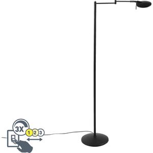 TRIO Leuchten - Vloerlamp met dimmer - 1 lichts - H 1220 mm - Zwart