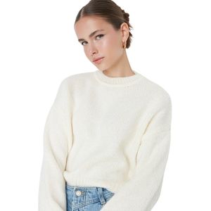 Trendyol Zwarte Brede Zachte Textuur Basic Gebreide Trui Twoaw23Kz00185