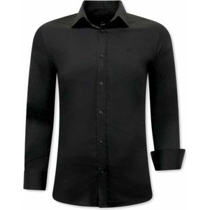 Luxe Heren Blanco Overhemden Italiaans - Slim Fit - 3078 - Zwart