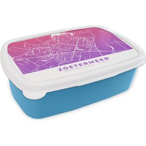 Broodtrommel Blauw - Lunchbox - Brooddoos - Stadskaart - Zoetermeer - Paars - 18x12x6 cm - Kinderen - Jongen