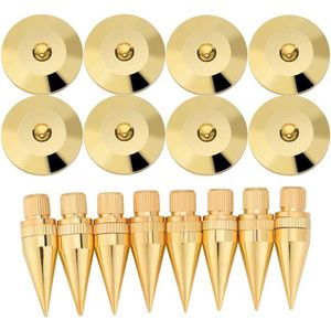 8 paar koperen luidsprekerspikes 6 x 36 mm met isolatiestandaard - voetkussens deurmat