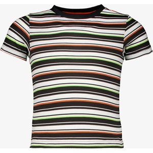 Unsigned jongens T-shirt met strepen - Zwart - Maat 98/104