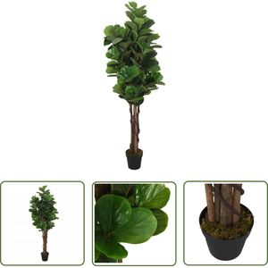 The Living Store Kunstvijgenboom 96 bladeren 80 cm groen - Kunstvijgenboom - Ficus Lyrata - Kamerplant - Kunstplant - Indoorplant