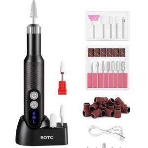 BOTC Elektrische Nagelvijl met Oplaadstation - Nagelfrees - 18000RPM Draadloos en Oplaadbaar - Nagelvijl - Manicure & Pedicure set - Zwart/Roze