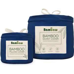 Bamboe Beddengoed Set - Dekbedovertrek 200x200 met 2 Kussenslopen 65x65 - Blauw Marine - Set 2 persoons - Ultra-zacht milieuvriendelijke beddenset - Bambaw
