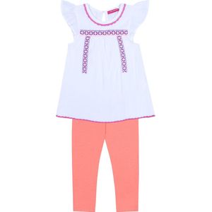 Set blouse + oranje en witte legging, korte mouwen