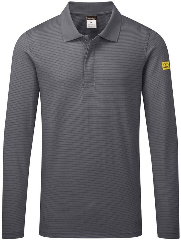 Portwest - AS23 - Polo - Grijs - Lange Mouw - Antistatisch