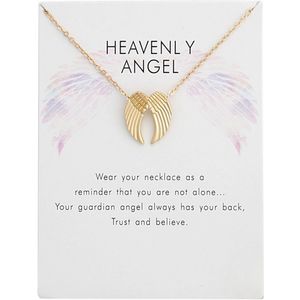 Bixorp Luck Gouden Dames Ketting met Engel Vleugels - ""Heavenly Angel"" - 45/50cm - Cadeau voor Vrouw - Goudkleurig
