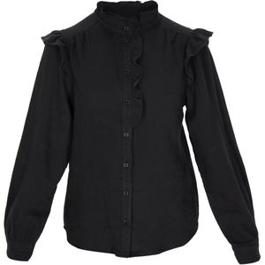 myMo - ROCKS - Blouse - Zwart - Klassieke Blouse met Pofmouwen