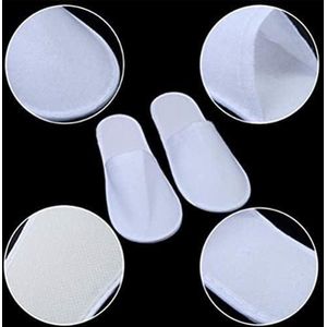 Wegwerp pantoffels voor gasten, 1 paar antislip huispantoffels, zachte dikkere katoenen zool, witte reispantoffel uniseks spa-pantoffels.