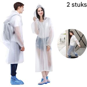 Regenjas Poncho – Waterdicht – Opvouwbare – One Size – 2 Stuks – Wit