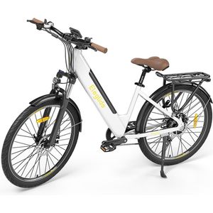 Eleglide T1 Step-Thru elektrische trekkingfiets 27,5 Inch CST-banden 36V 13Ah accu 250W borstelloze motor 25Km/h Shimano 7 versnellingen 100km maximaal bereik IPX4 waterdicht 120kg maximale belasting Dubbele schijfremmen - Wit