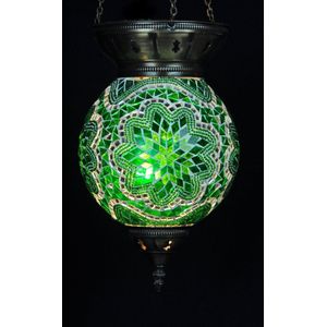 Oosterse groene hanglamp met glazen bol van 25cm Turks design plafondlamp