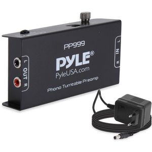 Pyle - Phono-voorversterker - Zwart - Mini-stereo audio-voorversterker met RCA-ingang/uitgang