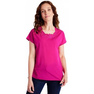 Top met lange mouwen en borduursel in ronde hals