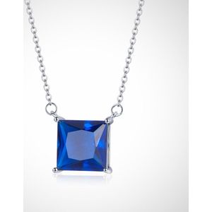 925 sterling zilveren ketting met hanger voor dames – blauwe zirkoon steen