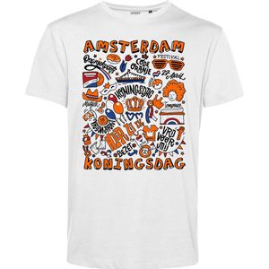 T-shirt Amsterdam Oranjekoorts | Wit | maat XS