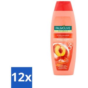 12 x Palmolive - Naturals - 2in1 Shampoo - Perzik - Hydra Balance - 350 ml - 2-in-1 Shampoo - Perzik Shampoo - Hydraterende Shampoo - Shampoo Voor Droog Haar - Shampoo Voor Dagelijks Gebruik