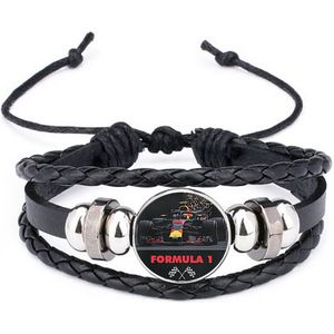 Allernieuwste.nl® Armband Formule 1 Racing F1 Leer - Dames Heren Armbanden Unisex - Leder - 26 cm