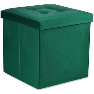 Opvouwbare poef L met knopen - 38x38x38cm fluweelgroen x 8