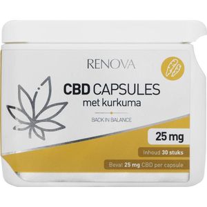 Renova CBD capsules 15% met kurkuma - 25mg CBD + 10 mg kurkuma - cannabidiol - hennep