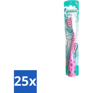 Aquafresh - Junior Teeth Tandenborstel - 6-8 Jaar - Cool Ontwerp - 1 Stuk - Bulkverpakking - 25 stuks