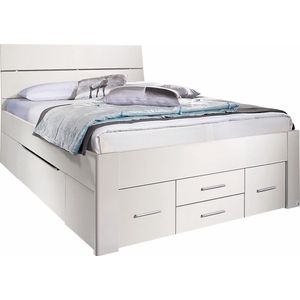 Maxi Bed Butiken met hoofdbord en 6 laden - 140 x 200 cm - alpine wit