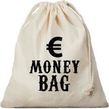 Canvas geldzak Moneybag met euro teken wit - 25 x 30 cm - Cowboy/Wilde Westen boef/dief verkleedaccessoires