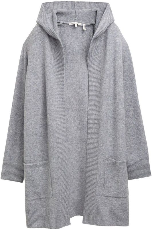 TOM TAILOR DENIM - Gebreid Vest - Grijs - Met Capuchon