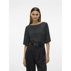 Vero Moda T-shirt Vmkanva 2/4 Glitter Top Jrs 10296866 Black/silver Lurex Dames Maat - S