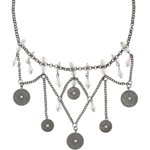 Behave – Ketting met iriserende kralen – Antiek zilverkleur boho look