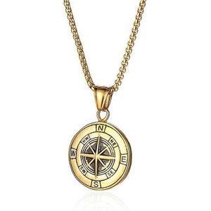 Kompas heren ketting goudkleurig - heren ketting - mannen sieraad - kompas - cadeau - kerst