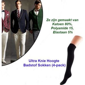 4-pack Ultra Knie Hoogte Badstof Sokken | Maat 40-46| in het Zwart Kleur