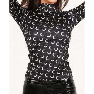 White Icy - Jersey top met Crescent Moon-print - Kleur: Zwart - Maat: M