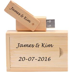 Beuken hout uitklap usb stick met opbergdoos gepersonaliseerd met uw naam , tekst of logo - 16gb