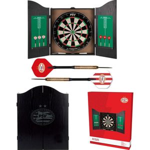 PSV Dartkabinet - Home Darts Centre - Dartbord met 6 dartpijlen - Dart Flights - Dart Shafts - Darts - Cadeau